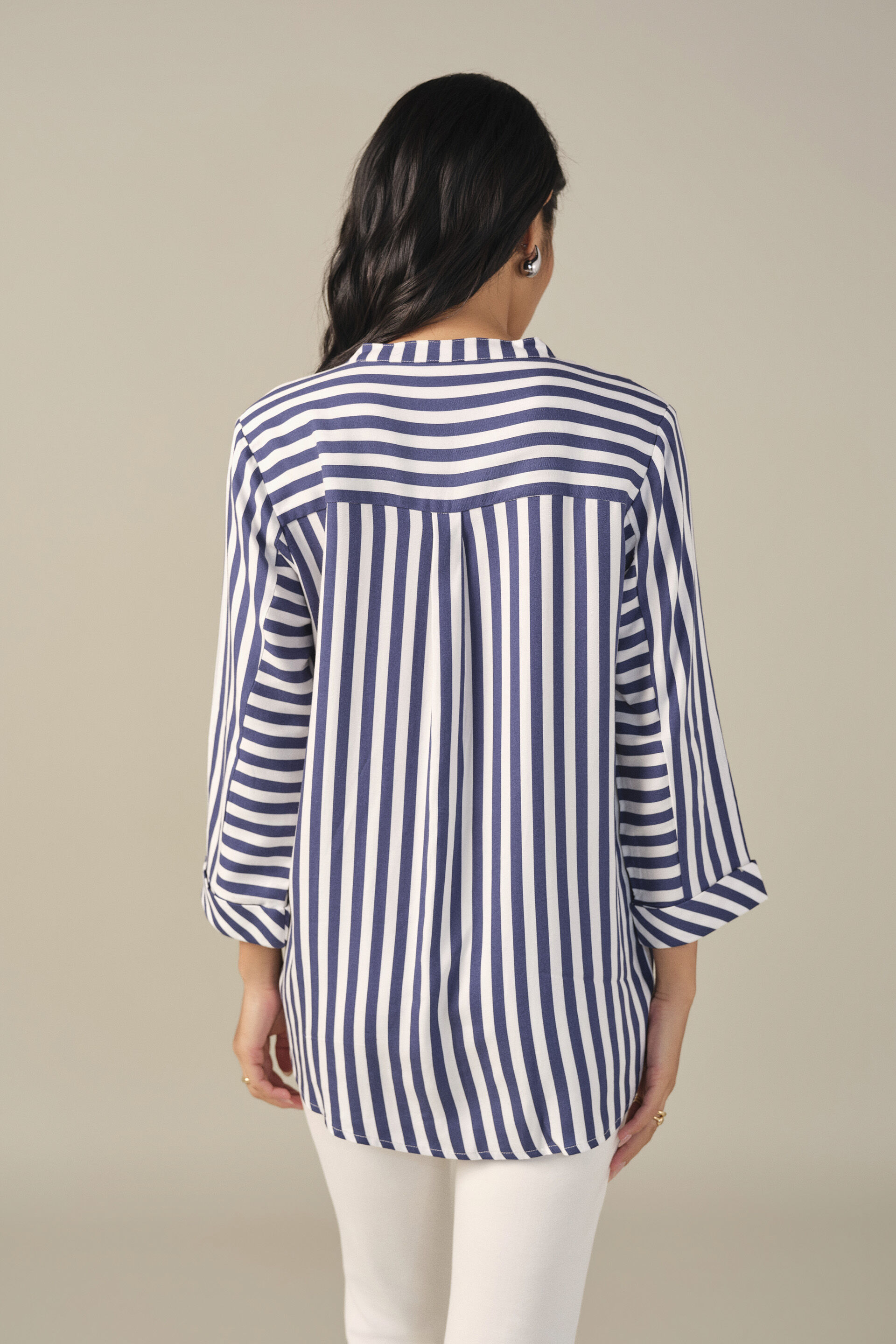 Striped Shirt in Navy, Blue, image 6